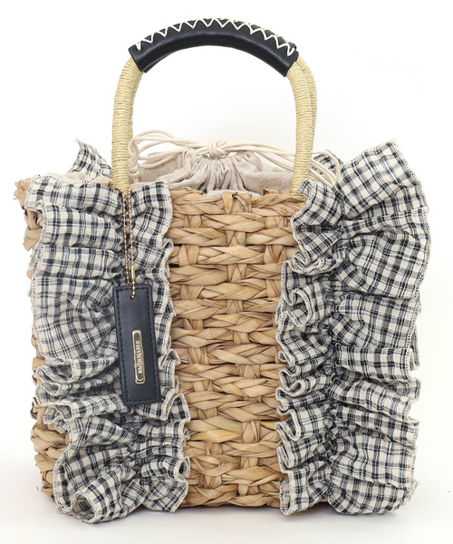 SMIR NASLI（サミールナスリ）の「フリルカゴバッグ（かごバッグ・レディース・ブラック/ナチュラル/ブラウン・FREE）」の4枚目の写真