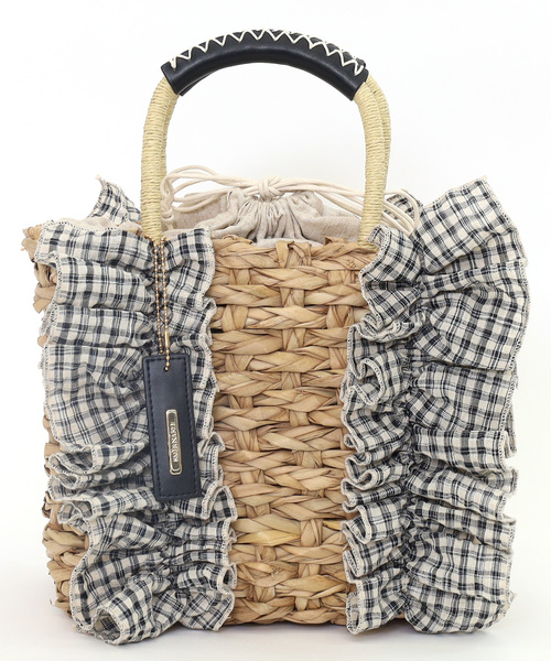 SMIR NASLI（サミールナスリ）の「フリルカゴバッグ（かごバッグ・レディース・ブラック/ナチュラル/ブラウン・FREE）」の7枚目の写真