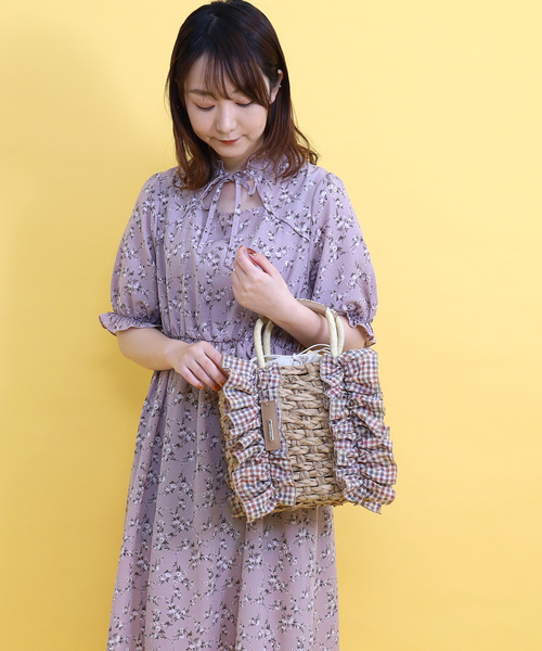 SMIR NASLI（サミールナスリ）の「フリルカゴバッグ（かごバッグ・レディース・ブラック/ナチュラル/ブラウン・FREE）」の10枚目の写真