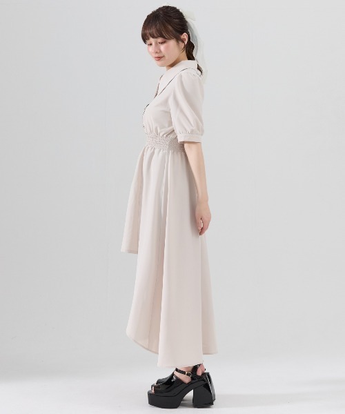 REDYAZEL(レディアゼル)の「ウエストシャーリングシャツワンピース(ワンピース・レディース・ブルー/ベージュ/ネイビー・FREE)」の5枚目の写真