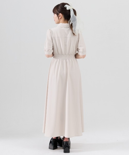 REDYAZEL(レディアゼル)の「ウエストシャーリングシャツワンピース(ワンピース・レディース・ブルー/ベージュ/ネイビー・FREE)」の6枚目の写真