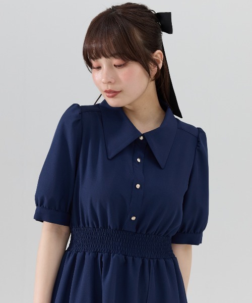 REDYAZEL(レディアゼル)の「ウエストシャーリングシャツワンピース(ワンピース・レディース・ブルー/ベージュ/ネイビー・FREE)」の13枚目の写真