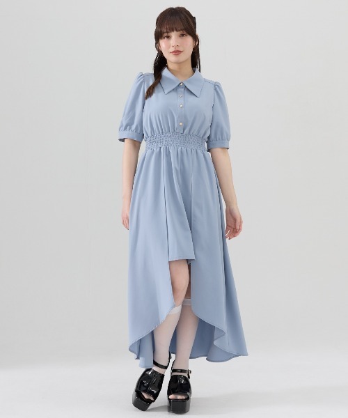 REDYAZEL(レディアゼル)の「ウエストシャーリングシャツワンピース(ワンピース・レディース・ブルー/ベージュ/ネイビー・FREE)」の16枚目の写真