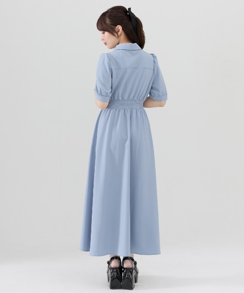 REDYAZEL(レディアゼル)の「ウエストシャーリングシャツワンピース(ワンピース・レディース・ブルー/ベージュ/ネイビー・FREE)」の18枚目の写真