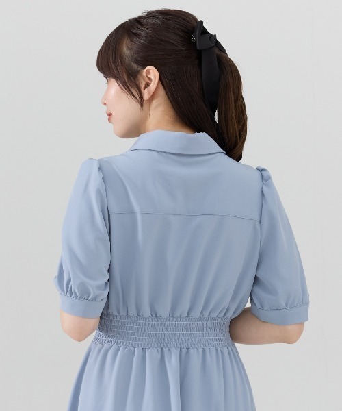 REDYAZEL(レディアゼル)の「ウエストシャーリングシャツワンピース(ワンピース・レディース・ブルー/ベージュ/ネイビー・FREE)」の20枚目の写真