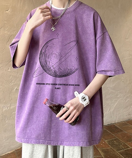 WARAIJOGO（ワライジョウゴ）の「【WARAIJOGO】PLANET惑星プリントオーバーサイズTシャツ(NEZ)（Tシャツ/カットソー・レディース・ブラウン/ブラック/ピンク/パープル・FREE）」の10枚目の写真