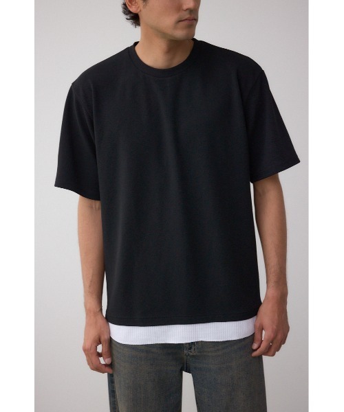 AZUL by moussy(アズールバイマウジー)の「フェイクレイヤードTシャツ(Tシャツ/カットソー・メンズ・ホワイト/ブラック/グレー/ブルー・MEDIUM/LARGE)」の2枚目の写真