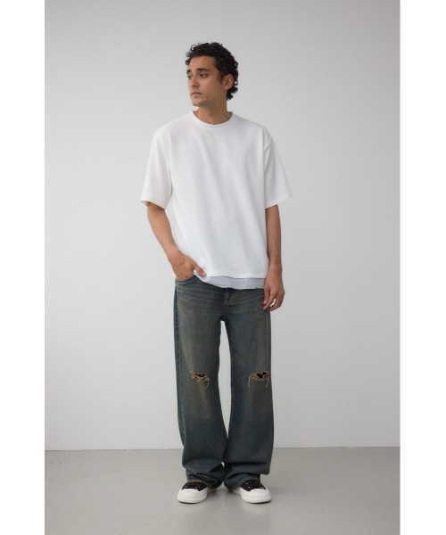 AZUL by moussy(アズールバイマウジー)の「フェイクレイヤードTシャツ(Tシャツ/カットソー・メンズ・ホワイト/ブラック/グレー/ブルー・MEDIUM/LARGE)」の7枚目の写真