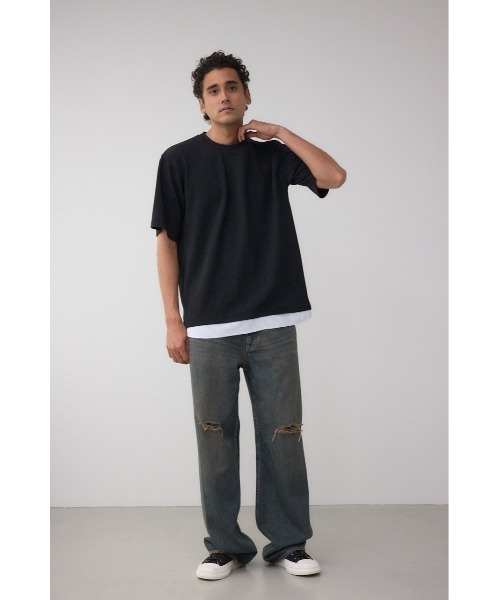 AZUL by moussy(アズールバイマウジー)の「フェイクレイヤードTシャツ(Tシャツ/カットソー・メンズ・ホワイト/ブラック/グレー/ブルー・MEDIUM/LARGE)」の16枚目の写真