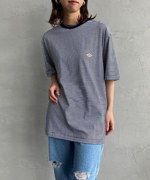 DANTON ワンポイントロゴ　ボーダーショートスリーブ DANTON/ダントン] ワンポイントロゴ ボーダー ショートスリーブT