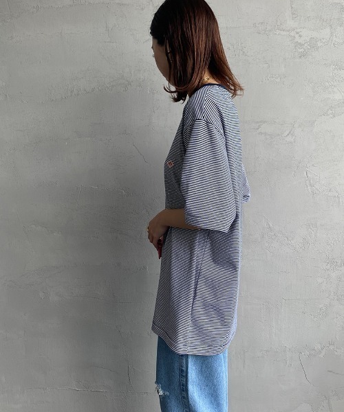 DANTON（ダントン）の「[DANTON/ダントン] ワンポイントロゴ ボーダー ショートスリーブTシャツ（Tシャツ/カットソー・レディース・ネイビー/レッド・M/S）」の17枚目の写真