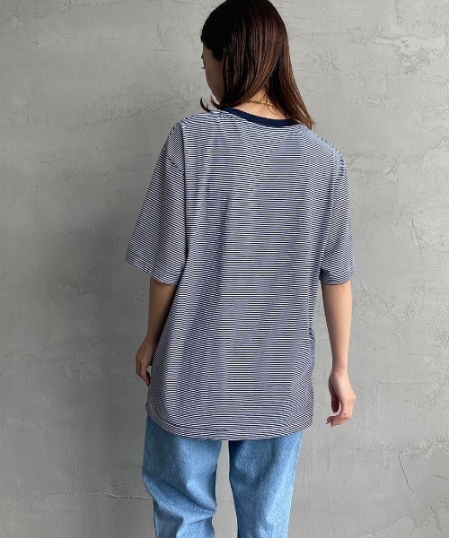 DANTON ワンポイントロゴ　ボーダーショートスリーブ DANTON/ダントン] ワンポイントロゴ ボーダー ショートスリーブT