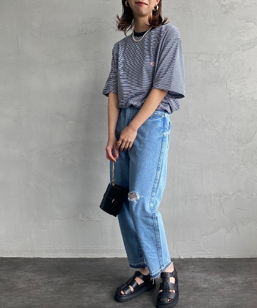 DANTON（ダントン）の「[DANTON/ダントン] ワンポイントロゴ ボーダー ショートスリーブTシャツ（Tシャツ/カットソー・レディース・ネイビー/レッド・M/S）」の14枚目の写真