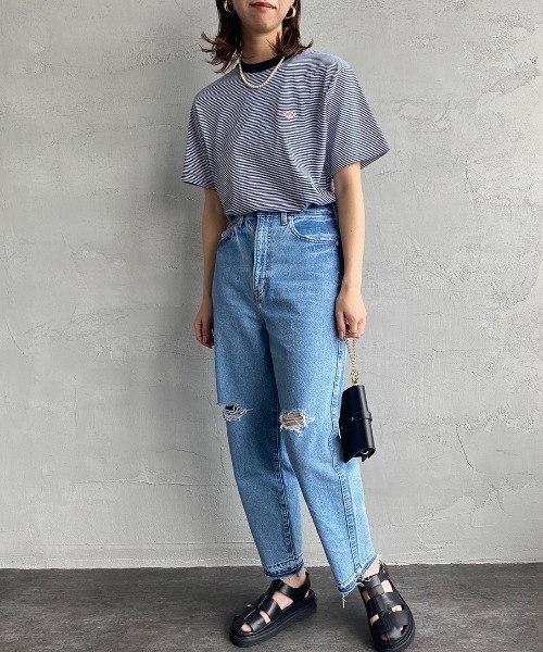 DANTON（ダントン）の「[DANTON/ダントン] ワンポイントロゴ ボーダー ショートスリーブTシャツ（Tシャツ/カットソー・レディース・ネイビー/レッド・M/S）」の7枚目の写真