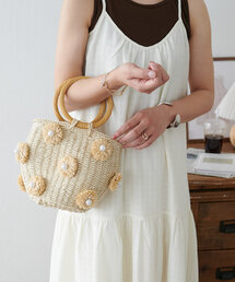 DISCOAT | フラワーモチーフ雑材バッグ(かごバッグ)