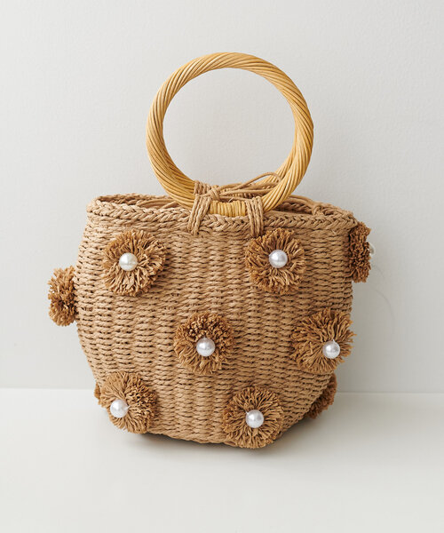 DISCOAT(ディスコート)の「フラワーモチーフ雑材バッグ(かごバッグ・レディース・ベージュ/アイボリー・FREE)」の15枚目の写真