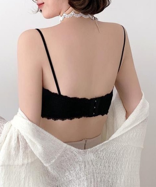 DAY CLOSET(デイ クローゼット)の「【取り外せるソフトパッド付き】フリル レース リブ ブラトップ キャミソール レディース(キャミソール・レディース・ブラック/グレー/ホワイト/ピンク/ベージュ・FREE)」の16枚目の写真