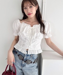 Loueme | コルセットリボンフリルブラウス(シャツ/ブラウス)