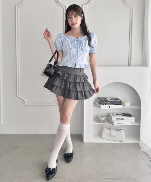 Loueme（ルエム）の「コルセットリボンフリルブラウス（シャツ/ブラウス・レディース・ホワイト/ピンク/ブラック/ライトブルー・FREE）」の20枚目の写真