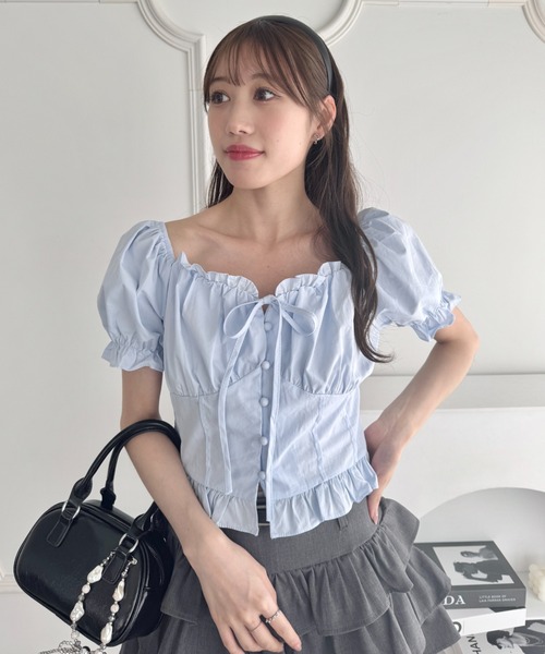 Loueme（ルエム）の「コルセットリボンフリルブラウス（シャツ/ブラウス・レディース・ホワイト/ピンク/ブラック/ライトブルー・FREE）」の18枚目の写真