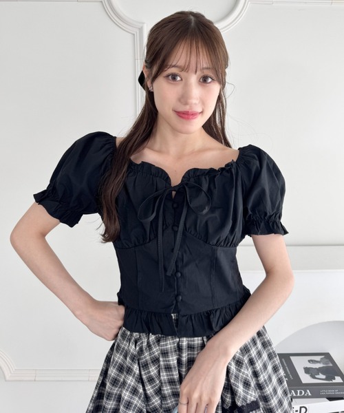 Loueme（ルエム）の「コルセットリボンフリルブラウス（シャツ/ブラウス・レディース・ホワイト/ピンク/ブラック/ライトブルー・FREE）」の11枚目の写真