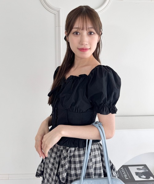 Loueme（ルエム）の「コルセットリボンフリルブラウス（シャツ/ブラウス・レディース・ホワイト/ピンク/ブラック/ライトブルー・FREE）」の13枚目の写真