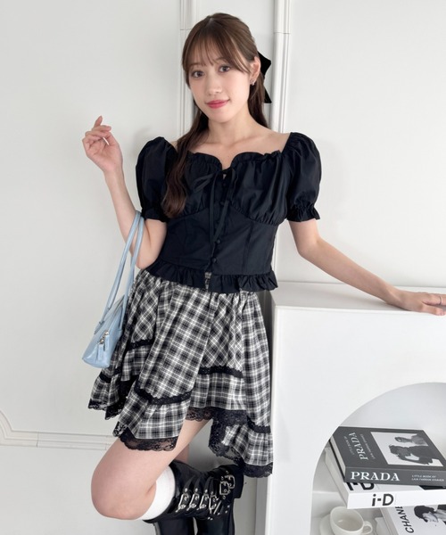 cen. 花びらブラウス　セン　フリル　リボン 3wayオーガンジー生地リボンブラウスsdp0250 ピンクベージュ