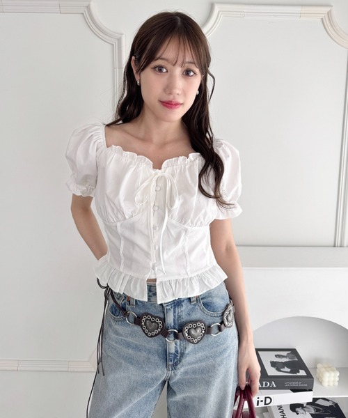 Loueme（ルエム）の「コルセットリボンフリルブラウス（シャツ/ブラウス・レディース・ホワイト/ピンク/ブラック/ライトブルー・FREE）」の8枚目の写真