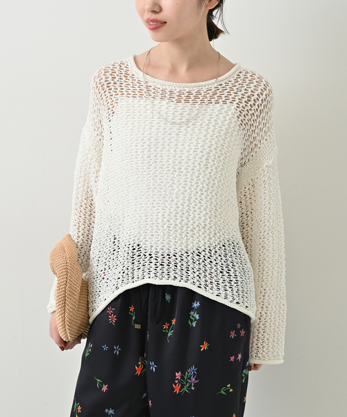 LOGAN knitting mills(ローガンニッティングミルズ)の「《追加》LOGAN/ローガン SLOBE別注 メッシュプルオーバー LG-25SS09(ニット/セーター・レディース・ベージュ/ホワイト・FREE)」の15枚目の写真