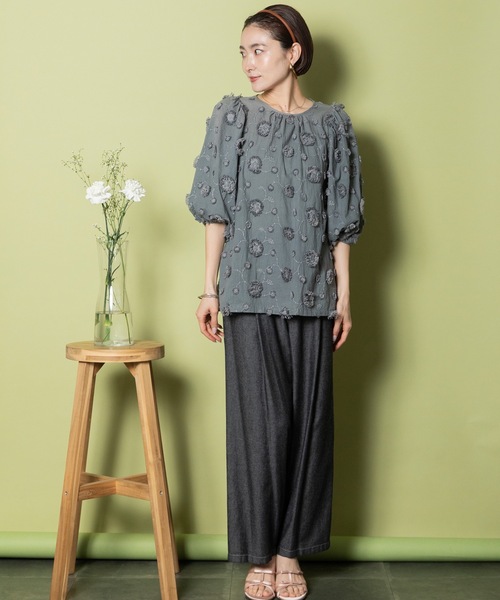 ブラウス シャツ Brushstroke Floral Smock Shirt / フローラルスモックシャツブラウス レディース セール】Brushstroke Floral Smock Shirt / フローラルスモック