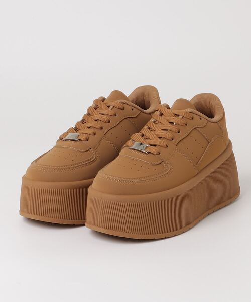 LOVEHUNTER(ラブハンター)の「軽量厚底 ボリュームソールコートスニーカー(スニーカー・レディース・ホワイト/ブラック×ホワイト/キャメル/ベージュ/ブラック/ブラック×ブラック/グレー/シルバー・36/37/38/39/40/41/42/43/44/35)」の21枚目の写真