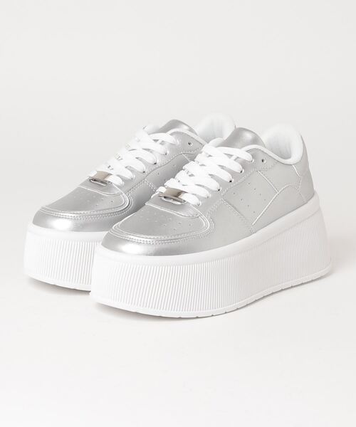 LOVEHUNTER(ラブハンター)の「軽量厚底 ボリュームソールコートスニーカー(スニーカー・レディース・ホワイト/ブラック×ホワイト/キャメル/ベージュ/ブラック/ブラック×ブラック/グレー/シルバー・36/37/38/39/40/41/42/43/44/35)」の22枚目の写真