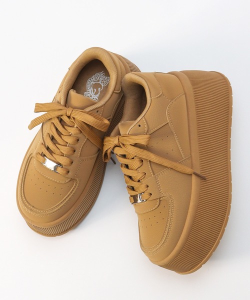 LOVEHUNTER(ラブハンター)の「軽量厚底 ボリュームソールコートスニーカー(スニーカー・レディース・ホワイト/ブラック×ホワイト/キャメル/ベージュ/ブラック/ブラック×ブラック/グレー/シルバー・36/37/38/39/40/41/42/43/44/35)」の12枚目の写真