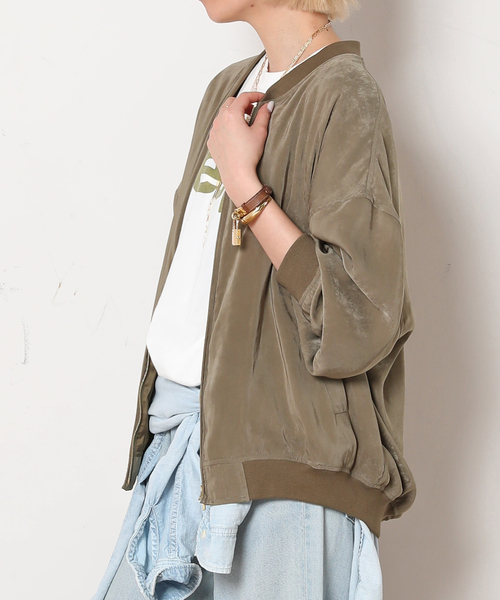 AP STUDIO スエードライクサテンブルゾン AP STUDIO｜スエードライクサテンブルゾン | Rakuten Fashion