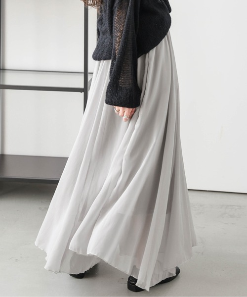 lesperance（レスぺランス）の「シアーフレアスカート（スカート・レディース・ミント/アイボリー/ブラック/グレー・フリー）」の4枚目の写真