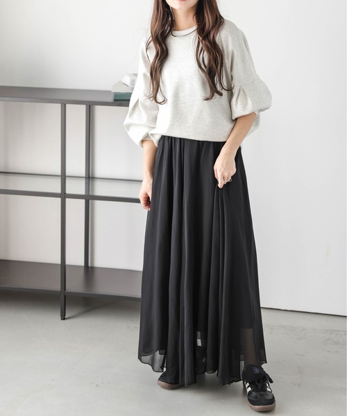 lesperance（レスぺランス）の「シアーフレアスカート（スカート・レディース・ミント/アイボリー/ブラック/グレー・フリー）」の18枚目の写真