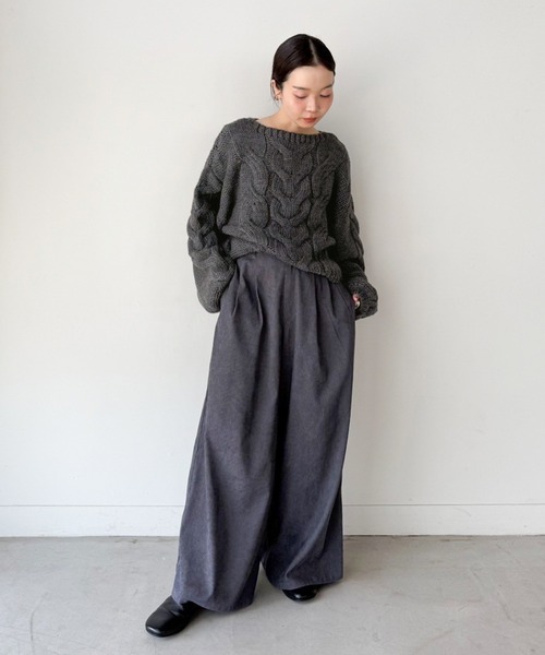 美品★ ケーブルボリュームニット SAYAKAさんコラボ ] ボリュームスリーブケーブルニットカーデ [C6763