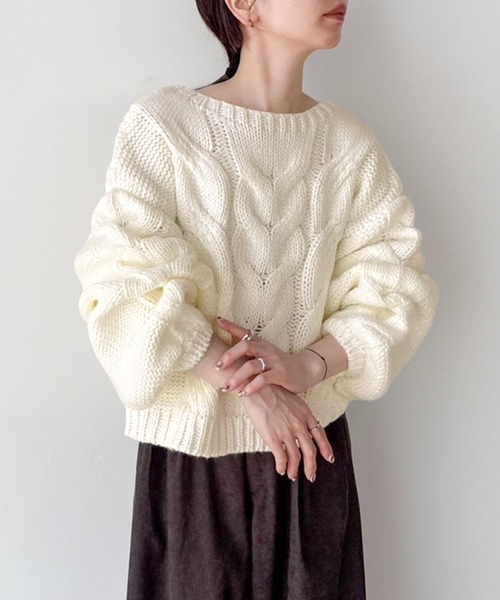 極美品⭐︎column ボリュームスリーブ ベージュニットセーター Pilgrim Surf+Supply（ピルグリム サーフ+サプライ）Fiore Knit Crew