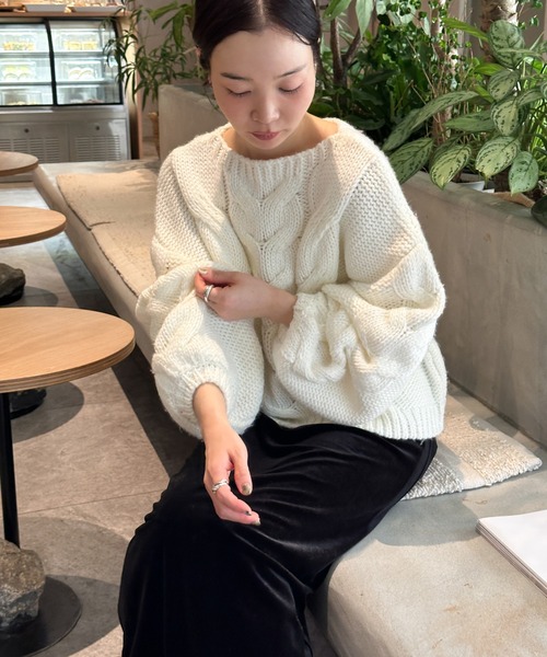 ビッグケーブルボリュームスリーブニット（ニット/セーター）｜select