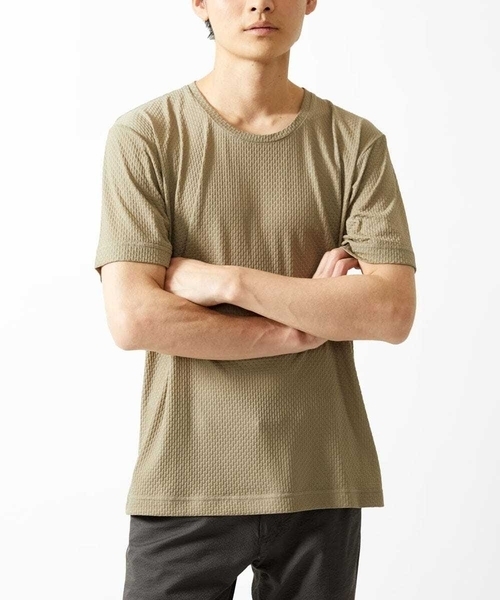 MK MICHEL KLEIN HOMME (エムケーミッシェルクランオム)の「【洗える】アンダーハイプTシャツ(Tシャツ/カットソー・メンズ・ネイビー/ベージュ/ブラック・51/46/48)」の8枚目の写真