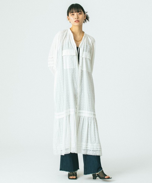 ROSE BUD(ローズバッド)の「(mag.by c)COTTON DOBBY STRIPE LONG DRESS(ワンピース・レディース・ホワイト/ブラック・ONE SIZE)」の3枚目の写真