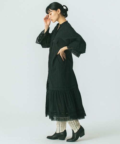 ROSE BUD(ローズバッド)の「(mag.by c)COTTON DOBBY STRIPE LONG DRESS(ワンピース・レディース・ホワイト/ブラック・ONE SIZE)」の6枚目の写真