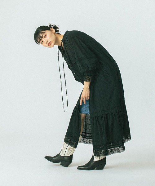 ROSE BUD(ローズバッド)の「(mag.by c)COTTON DOBBY STRIPE LONG DRESS(ワンピース・レディース・ホワイト/ブラック・ONE SIZE)」の7枚目の写真