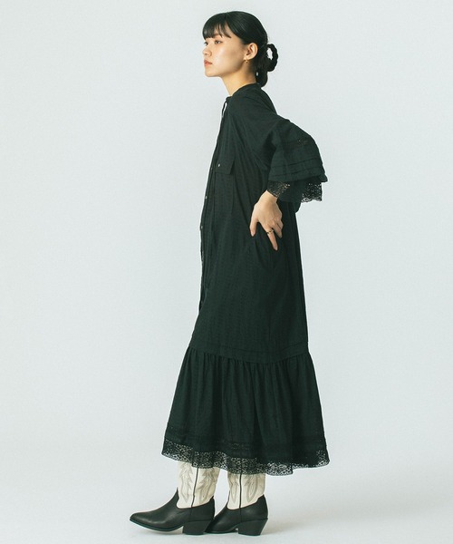 ROSE BUD(ローズバッド)の「(mag.by c)COTTON DOBBY STRIPE LONG DRESS(ワンピース・レディース・ホワイト/ブラック・ONE SIZE)」の8枚目の写真