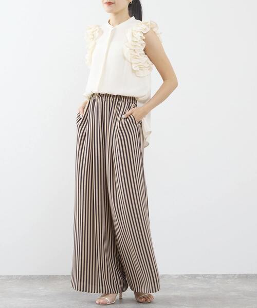 Tiara（ティアラ）の「ストライププリントタックワイドパンツ（その他パンツ・レディース・ホワイト/ベージュ・FREE）」の22枚目の写真