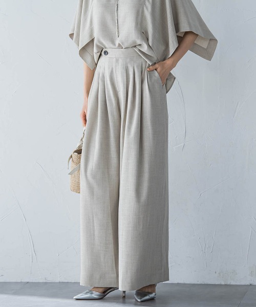 LAUTREAMONT（ロートレアモン）の「タックワイドパンツ≪セットアップ対応/洗濯機で洗える≫（その他パンツ・レディース・チャコールグレー/ピンク/ベージュ・7号/9号/11号）」の3枚目の写真