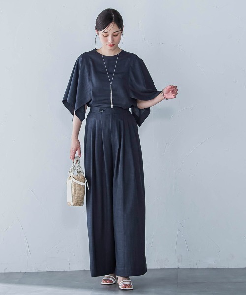 LAUTREAMONT（ロートレアモン）の「タックワイドパンツ≪セットアップ対応/洗濯機で洗える≫（その他パンツ・レディース・チャコールグレー/ピンク/ベージュ・7号/9号/11号）」の8枚目の写真