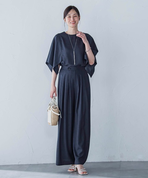 LAUTREAMONT（ロートレアモン）の「タックワイドパンツ≪セットアップ対応/洗濯機で洗える≫（その他パンツ・レディース・チャコールグレー/ピンク/ベージュ・7号/9号/11号）」の9枚目の写真