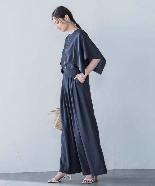 LAUTREAMONT（ロートレアモン）の「タックワイドパンツ≪セットアップ対応/洗濯機で洗える≫（その他パンツ・レディース・チャコールグレー/ピンク/ベージュ・7号/9号/11号）」の10枚目の写真