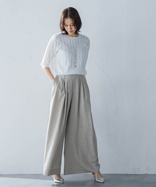 LAUTREAMONT（ロートレアモン）の「タックワイドパンツ≪セットアップ対応/洗濯機で洗える≫（その他パンツ・レディース・チャコールグレー/ピンク/ベージュ・7号/9号/11号）」の21枚目の写真